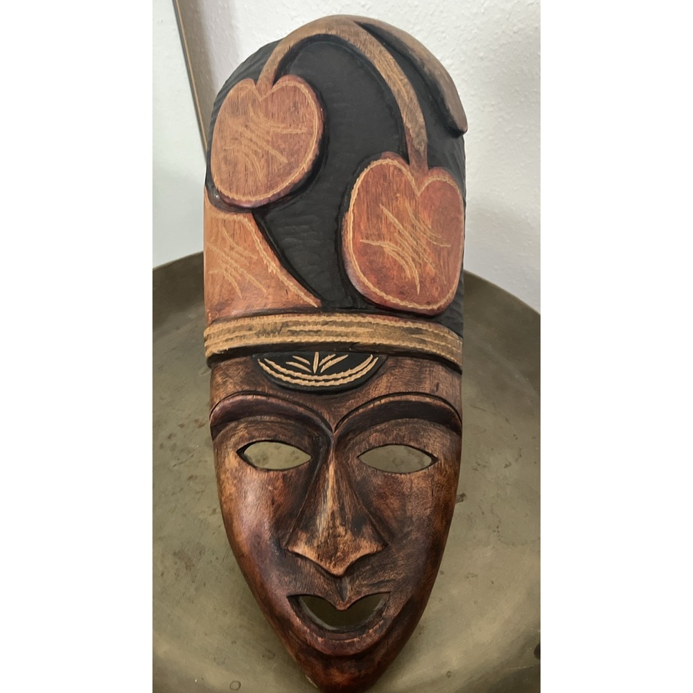 Hand Carved‎ Wood African Mask 16x6.75" Tribal Sculpture Wall Hanging Art Decor